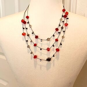Vintage 3 Strand Gun Metal Necklace,  20"